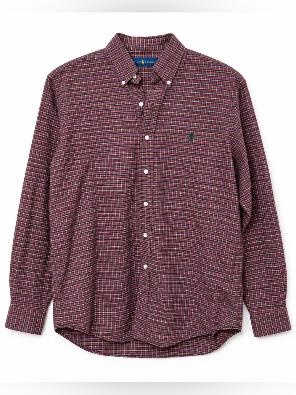 Ralph Lauren Polo Men’s Large Red & Green Plaid Button Down Shirt Preppy y2k